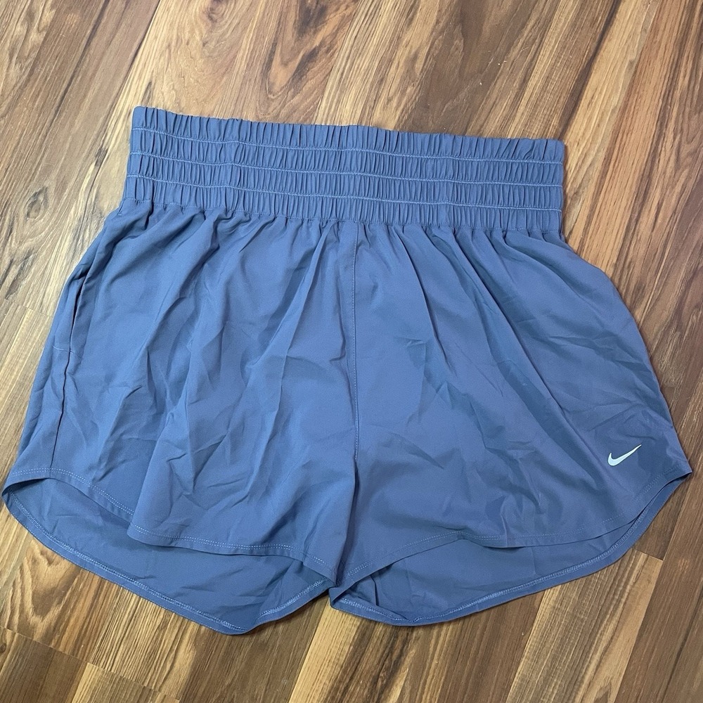 NWT Nike Dri-FIT One 3" Brief-Lined Womens Training Shorts 1X Blue High Waisted